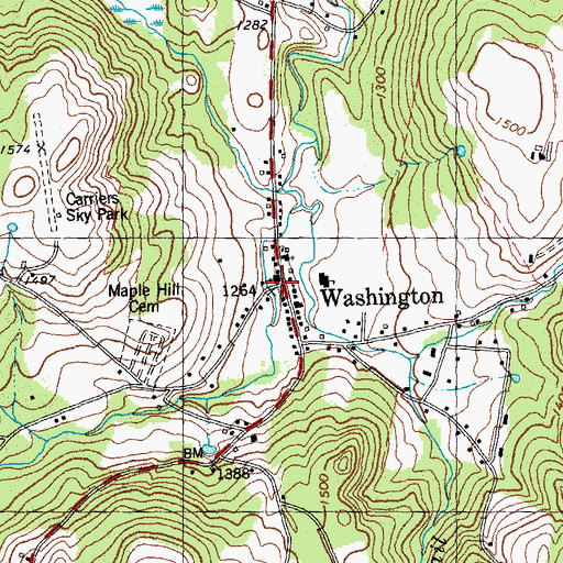 Topographic Map of Washington Baptist Church, VT