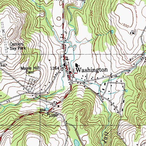 Topographic Map of Washington Post Office, VT