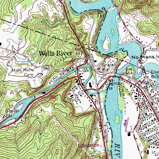 Topographic Map of Wells River Post Office, VT