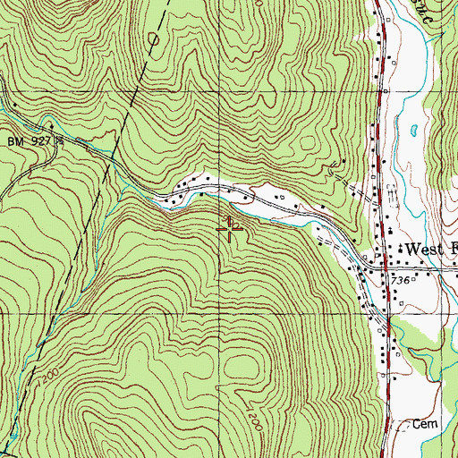 Topographic Map of West Fairlee Free Public Library, VT