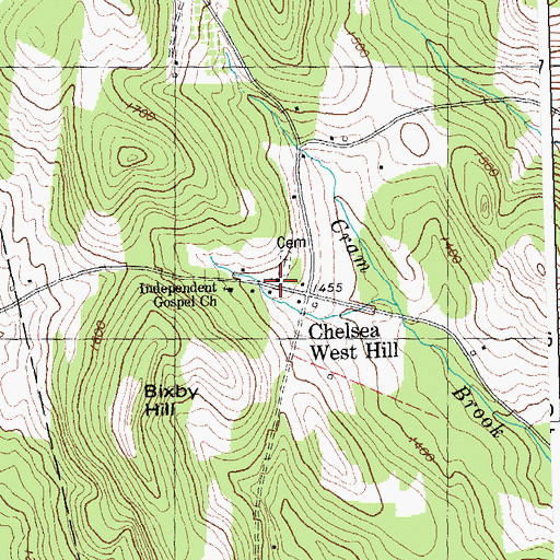 Topographic Map of West Hill Baptist Church, VT