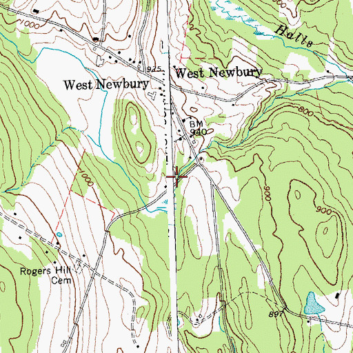 Topographic Map of West Newbury Cemetery, VT