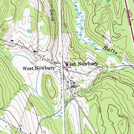 Topographic Map of West Newbury Post Office, VT