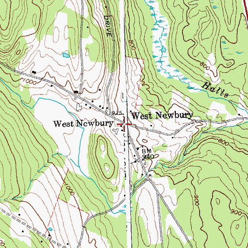 Topographic Map of West Newbury Village Historic District, VT