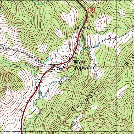 Topographic Map of Old West Topsham Cemetery, VT