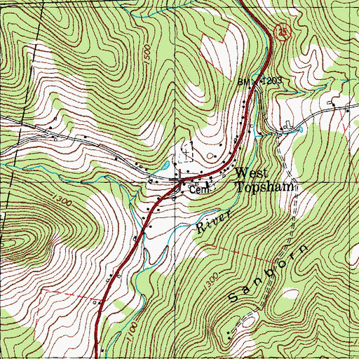 Topographic Map of West Topsham Post Office, VT