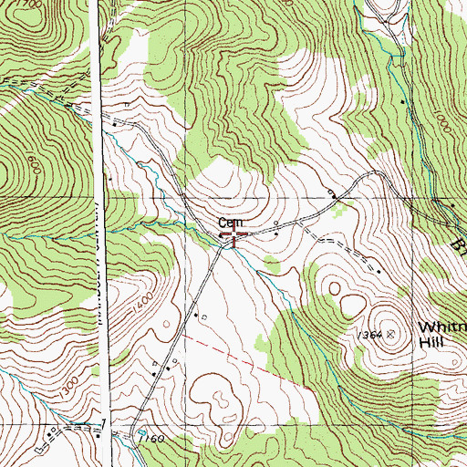 Topographic Map of Whitney Hill Cemetery, VT
