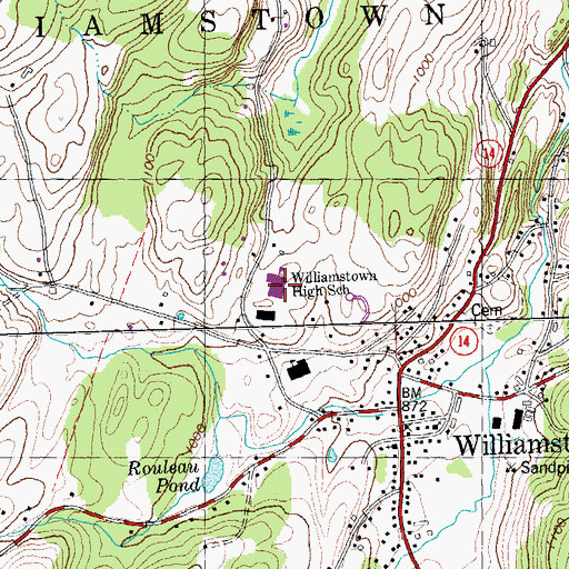 Topographic Map of Williamstown Middle and High School, VT