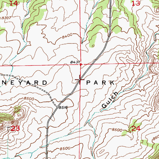 Topographic Map of Boneyard Park, CO