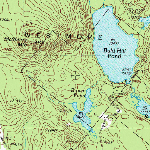 Topographic Map of Bald Hill Wildlife Management Area, VT