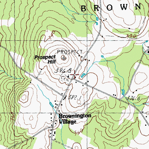 Topographic Map of Brownington Village Historic District, VT