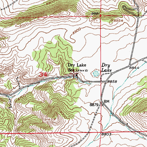 Topographic Map of Dry Lake School, CO