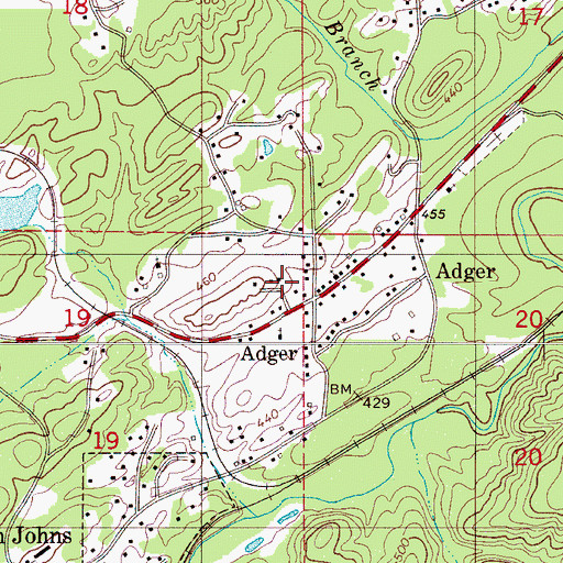 Topographic Map of Adger, AL
