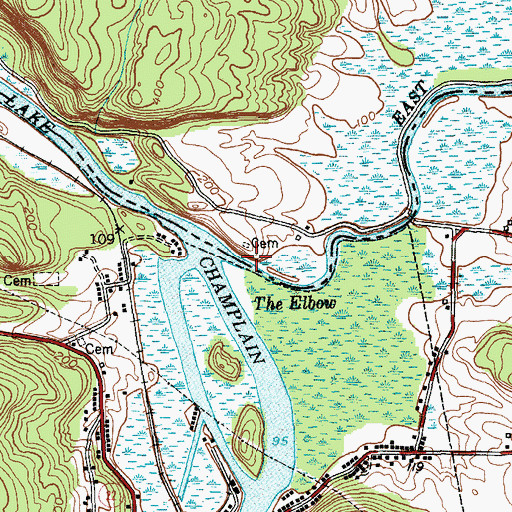 Topographic Map of Adams - Elbow Cemetery, VT