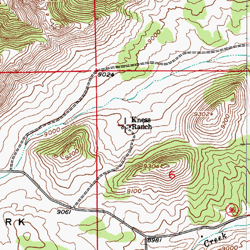 Topographic Map of Kness Ranch, CO