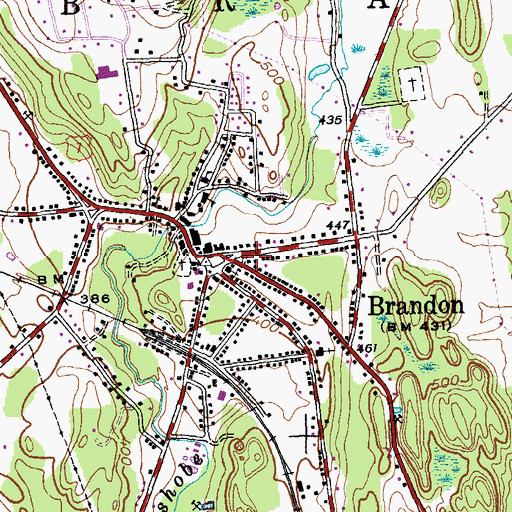 Topographic Map of Brandon Free Public Library, VT