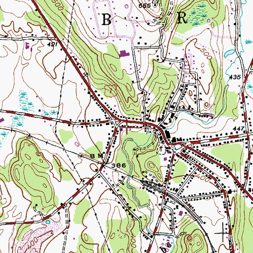 Topographic Map of Brandon Post Office, VT