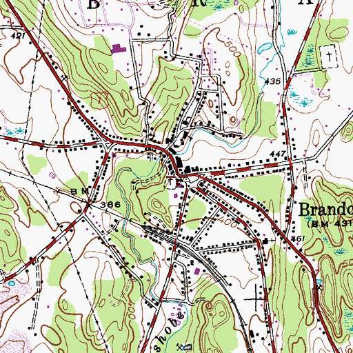 Topographic Map of Brandon Town Cemetery, VT
