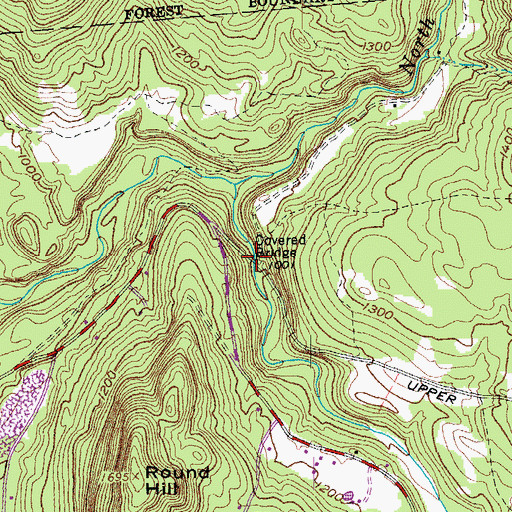 Topographic Map of Brown Covered Bridge, VT