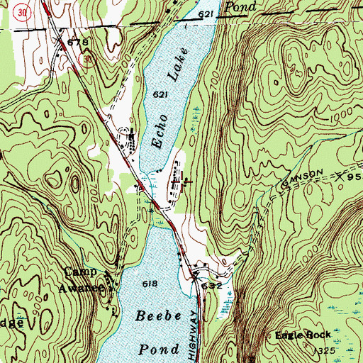 Topographic Map of Camp Twin Lake, VT