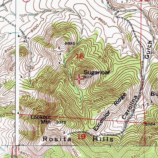 Topographic Map of Sugarloaf, CO