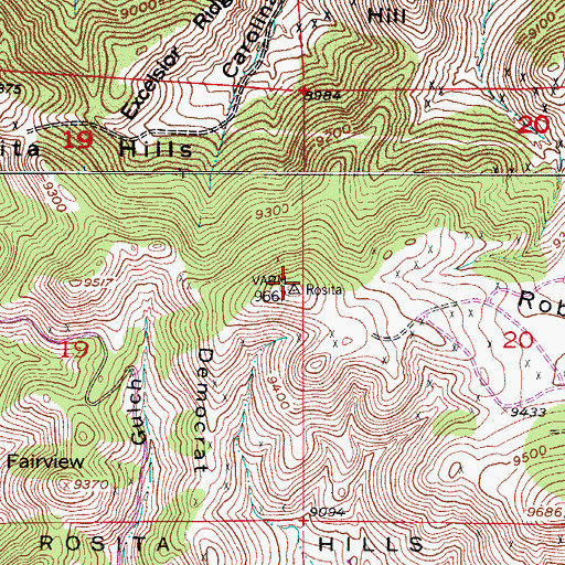 Topographic Map of Rosita Hills, CO