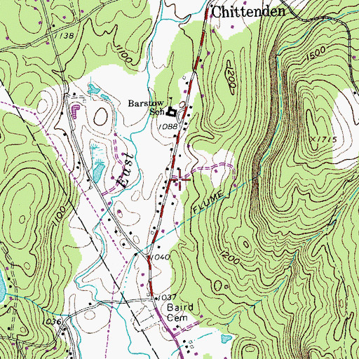 Topographic Map of Chittenden Post Office, VT