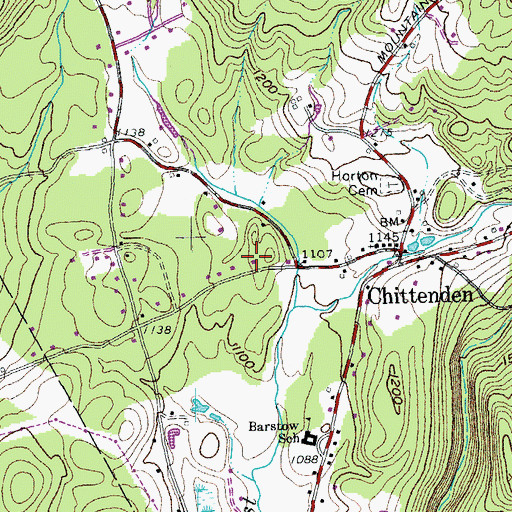 Topographic Map of Chittenden Town Hall, VT
