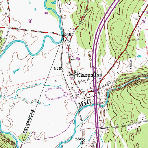 Topographic Map of Clarendon Town Hall, VT