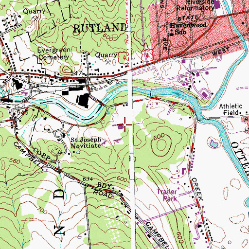 Topographic Map of College of Saint Joseph, VT