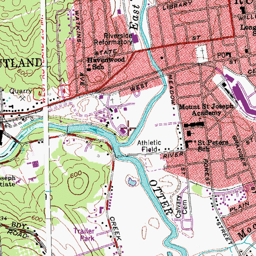 Topographic Map of College of Saint Joseph Playhouse, VT