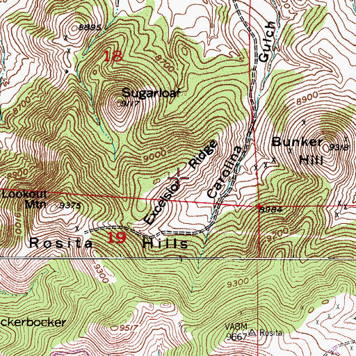 Topographic Map of Excelsior Ridge, CO