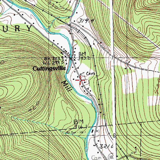 Topographic Map of Cuttingsville Post Office, VT