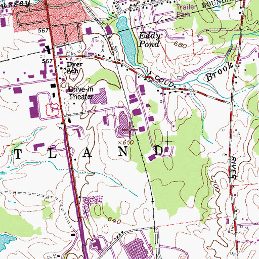 Topographic Map of Diamond Run Mall Shopping Center, VT