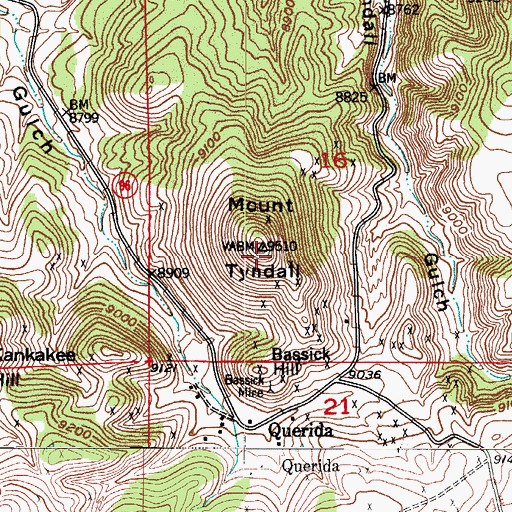 Topographic Map of Mount Tyndall, CO