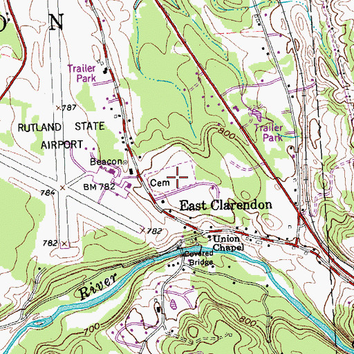 Topographic Map of East Clarenden Cemetery, VT