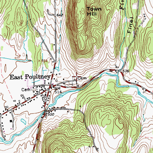 Topographic Map of East Poultney Cemetery, VT