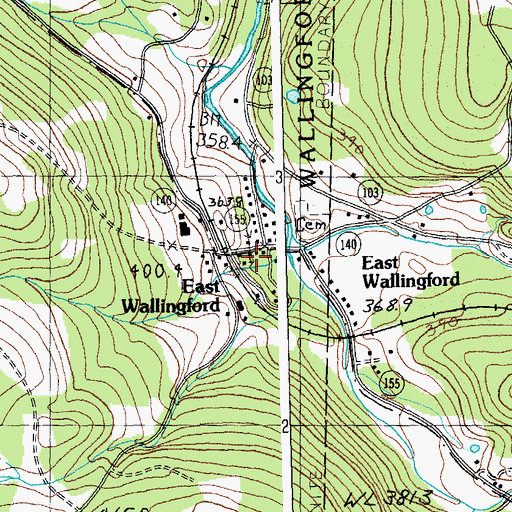 Topographic Map of East Wallingford Baptist Church, VT
