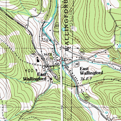 Topographic Map of East Wallingford Post Office, VT