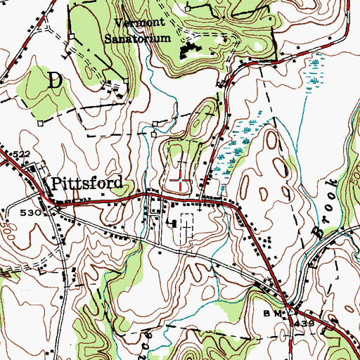Topographic Map of Evergreen Cemetery, VT