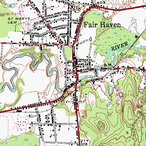Topographic Map of Fair Haven Post Office, VT