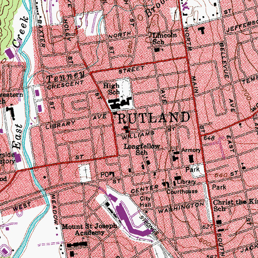 Topographic Map of First Methodist Church, VT