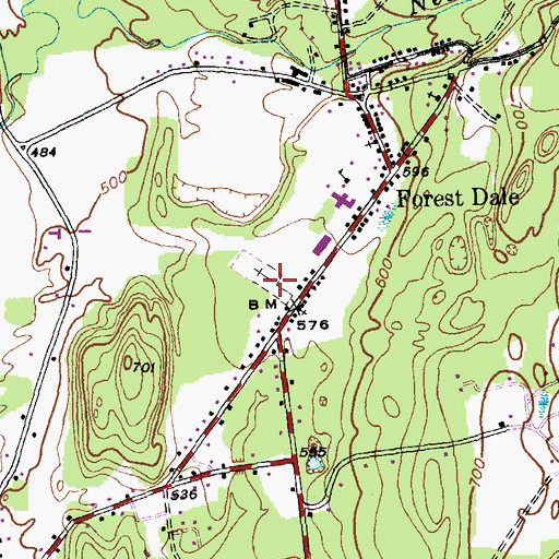 Topographic Map of Forestdale Cemetery, VT