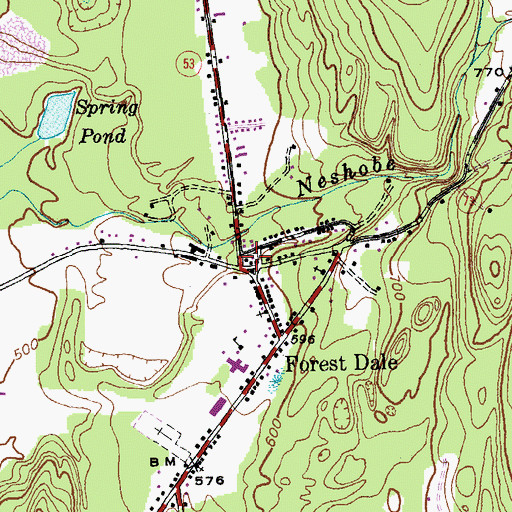 Topographic Map of Forest Dale Post Office, VT