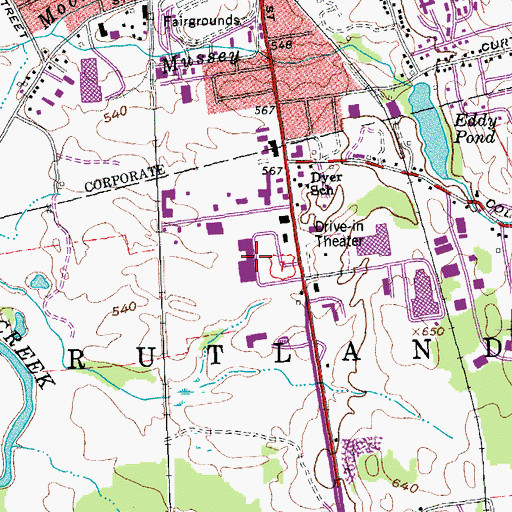 Topographic Map of Green Mountain Shopping Plaza Shopping Center, VT