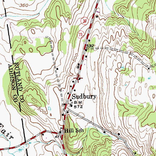 Topographic Map of Hill Cemetery, VT