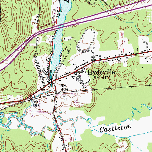 Topographic Map of Hydeville School (historical), VT
