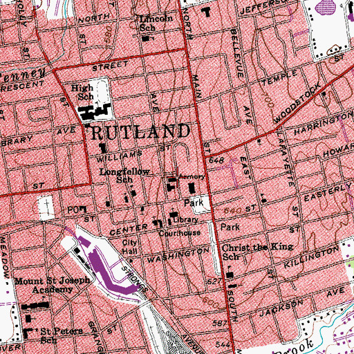 Topographic Map of Immaculater Heart of Mary Roman Catholic Church, VT