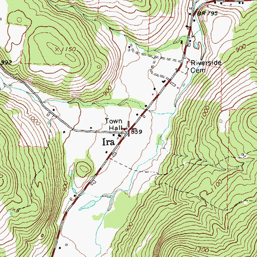 Topographic Map of Ira Town Hall, VT