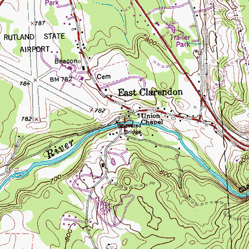 Topographic Map of Kingsley Covered Bridge, VT